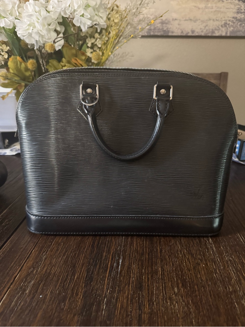 Louis Vuitton Alma PM Black Epi Leather Handbag With Strap